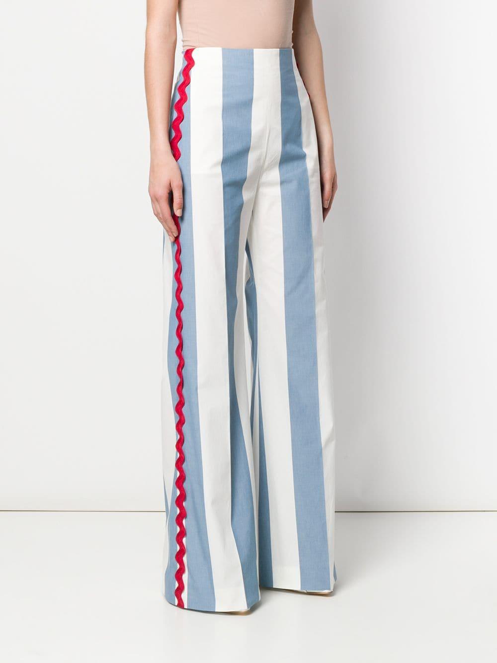 Weekend by Maxmara Striped Flared Trousers in Blue | Lyst