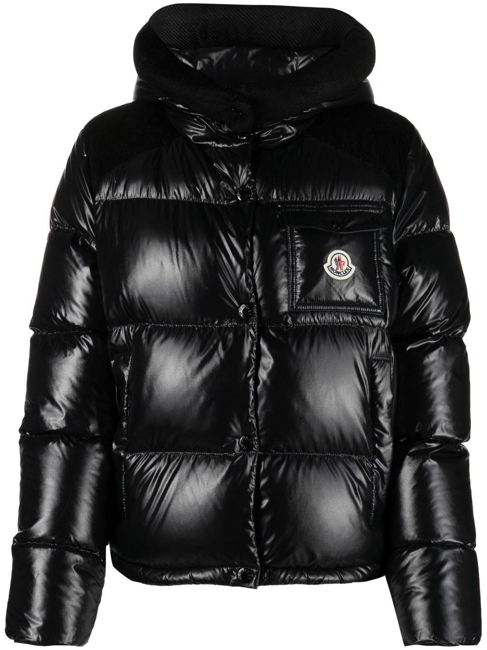 ダウンジャケット・コート MONCLER | Green corduroy splicing down jacket FACHE MONCLER EVEREST DOWN JACKET SHINY NYLON GREEN Zip Up Logo