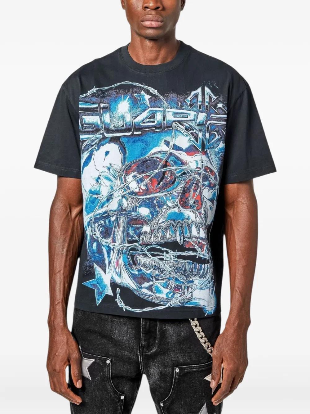 GUAPI Chrome Skull Graphic T-Shirt in Blue for Men | Lyst