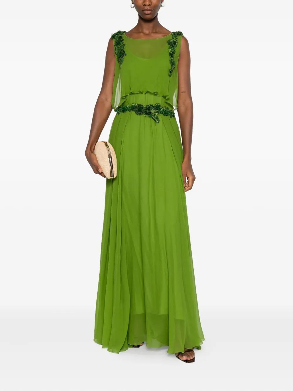 Alberta Ferretti Embellished-Waist Silk Maxi Evening Gown in Green | Lyst Alberta Ferretti Embellished-Waist Silk Maxi Evening Gown in Green | Lyst