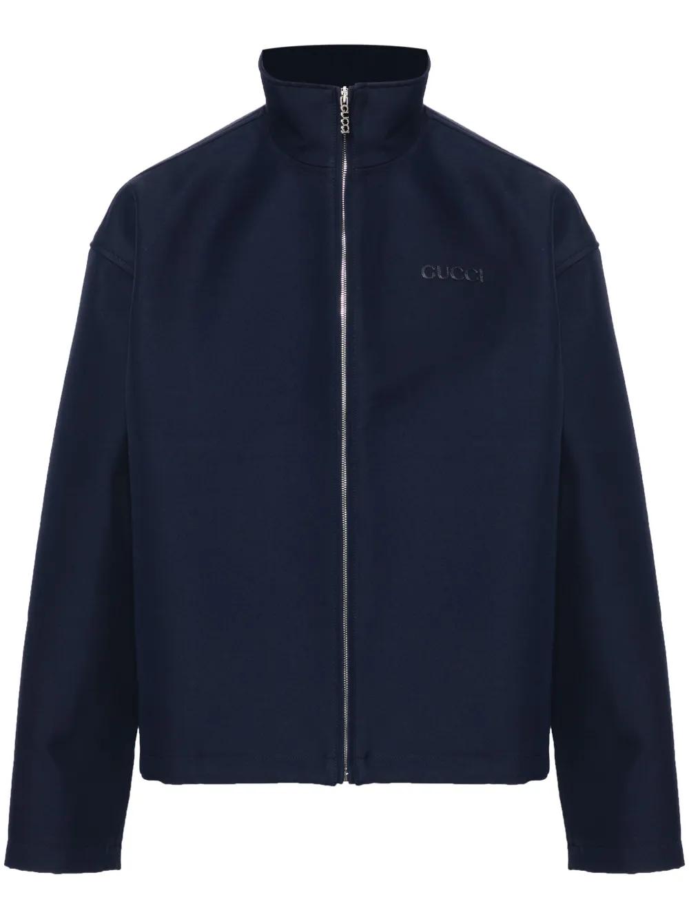 Gucci Wool Long Sleeve Bomber Jacket in Blue for Men | Lyst