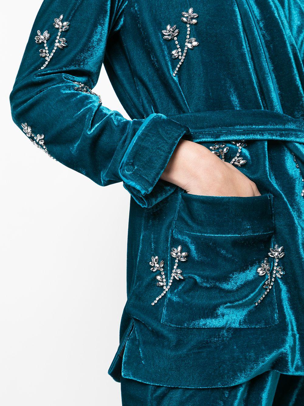 PATBO Beaded Velvet Robe Jacket in Blue | Lyst