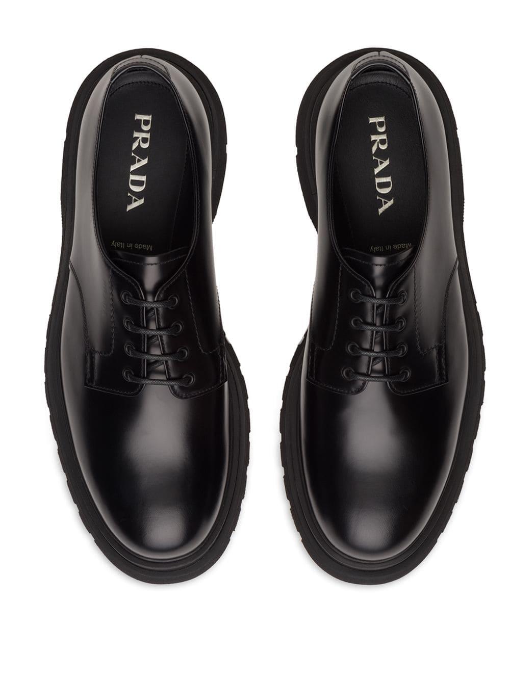 Prada Leather Lace-up Derby Shoes in Black for Men - Lyst