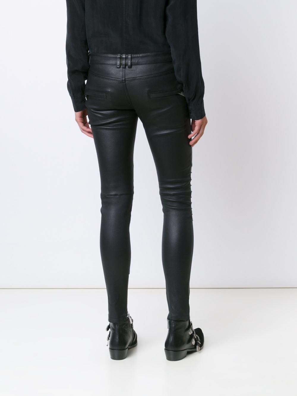 Anine Bing Biker Leather Pants in Black - Lyst
