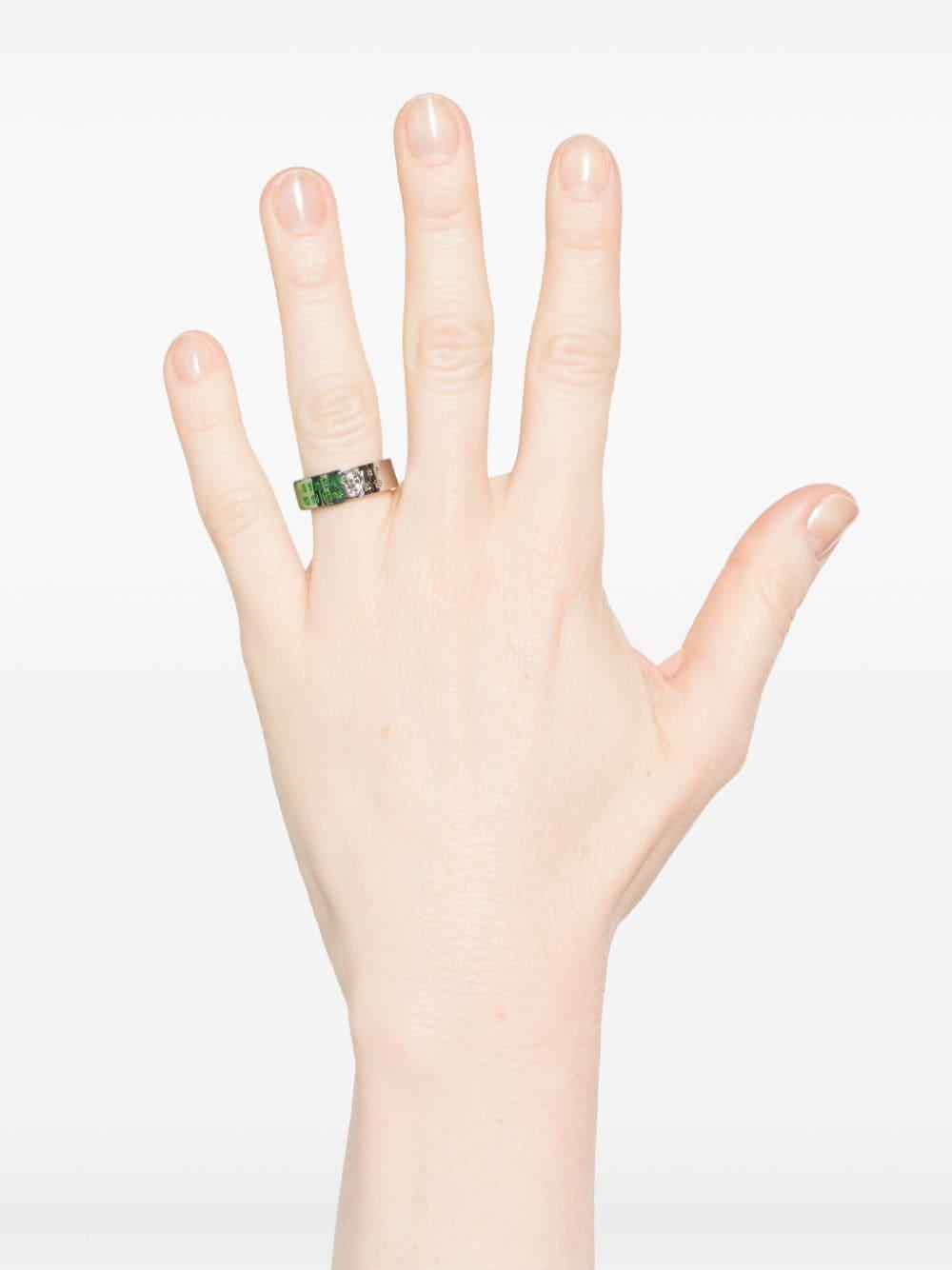 MM6 by Maison Martin Margiela Engraved Numeric Ring in Green