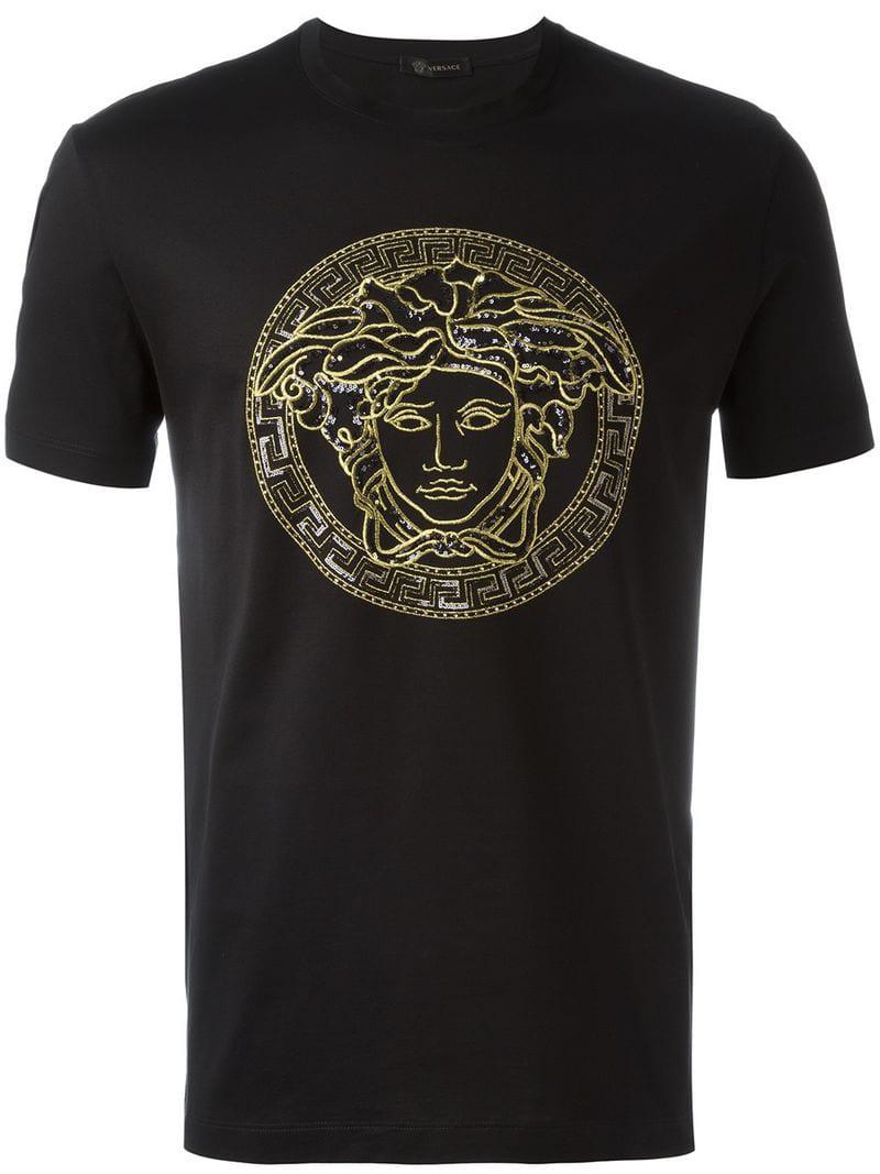 Versace Classic Medusa Sequin T-shirt in Black for Men | Lyst