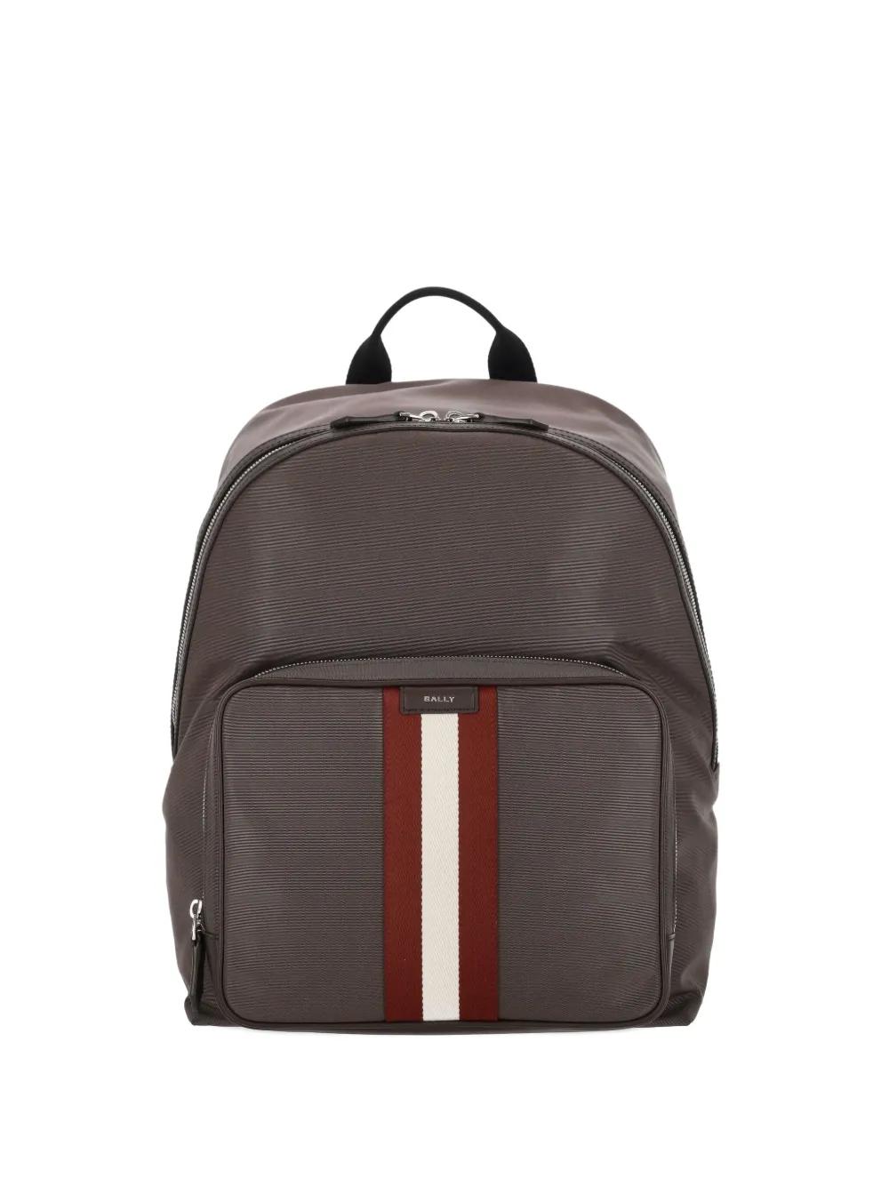 BALLY ストライプデザイン リュック Bally Zip Striped Backpack in Brown for Men | Lyst