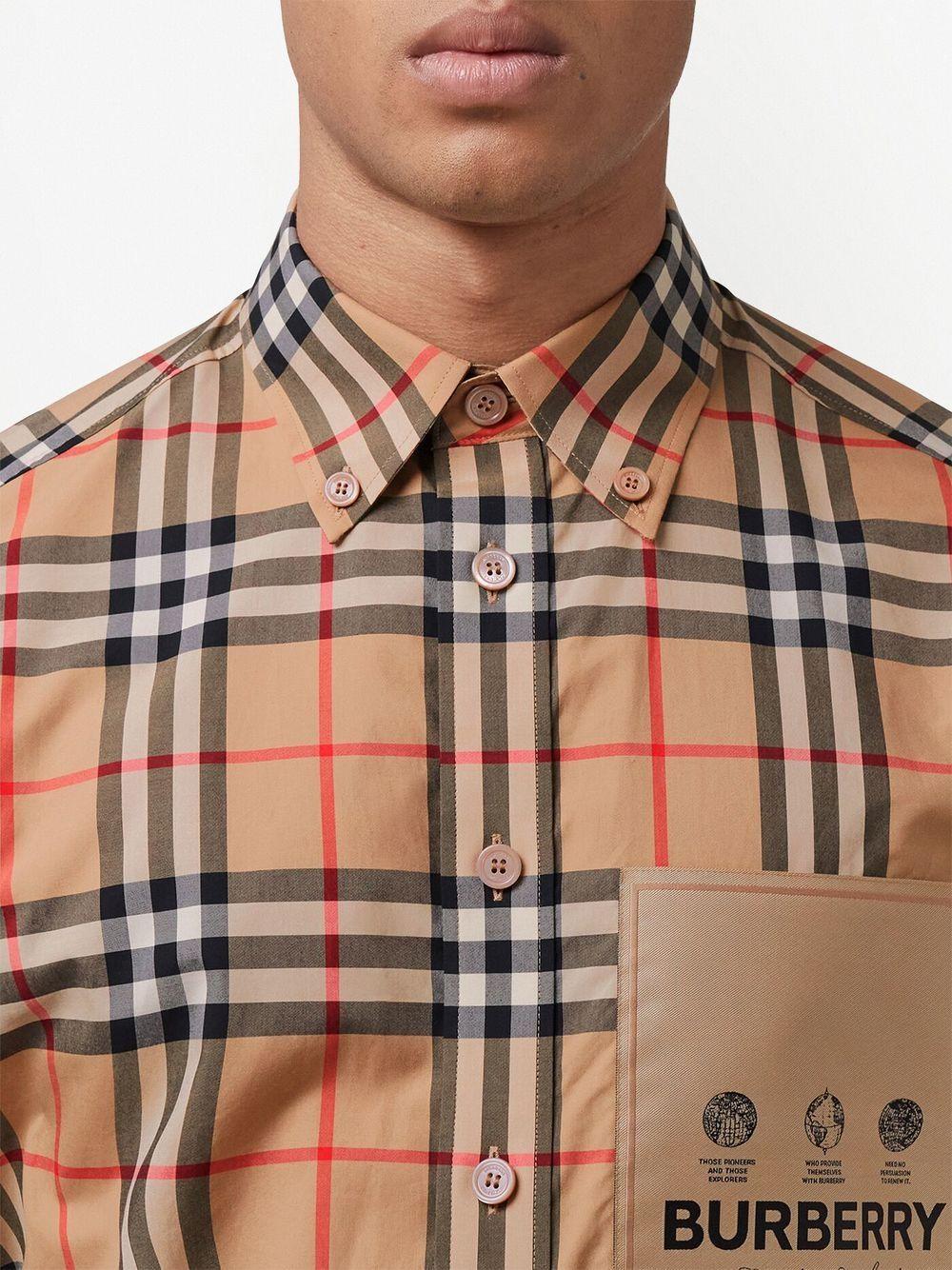 Burberry Vintage Check Logo-patch Shirt in Brown for Men | Lyst