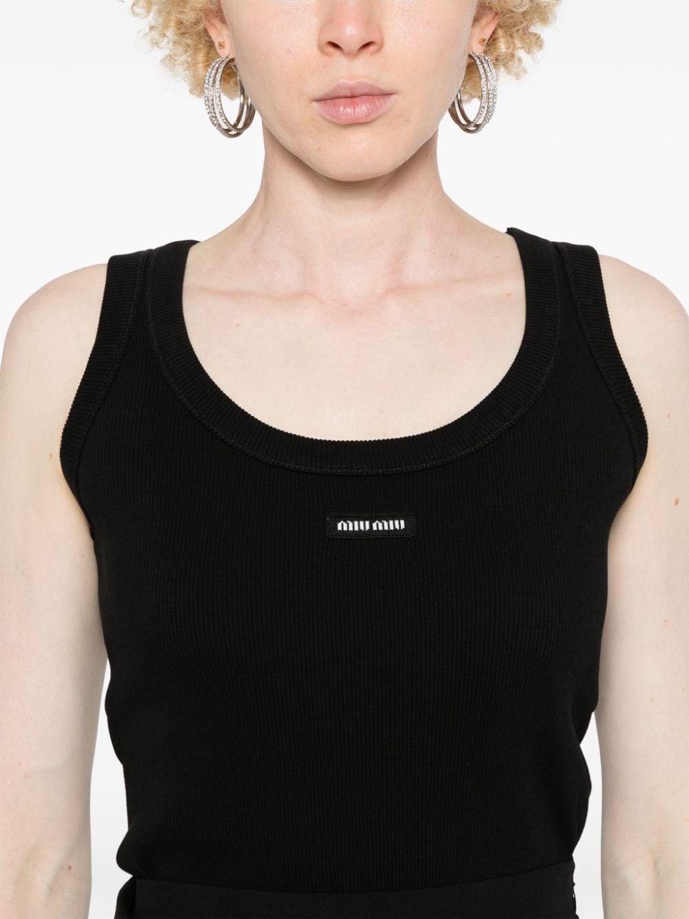 Miu Miu Logo-Patch Tank Top in Black | Lyst UK