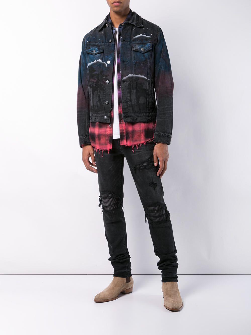 black printed denim jacket