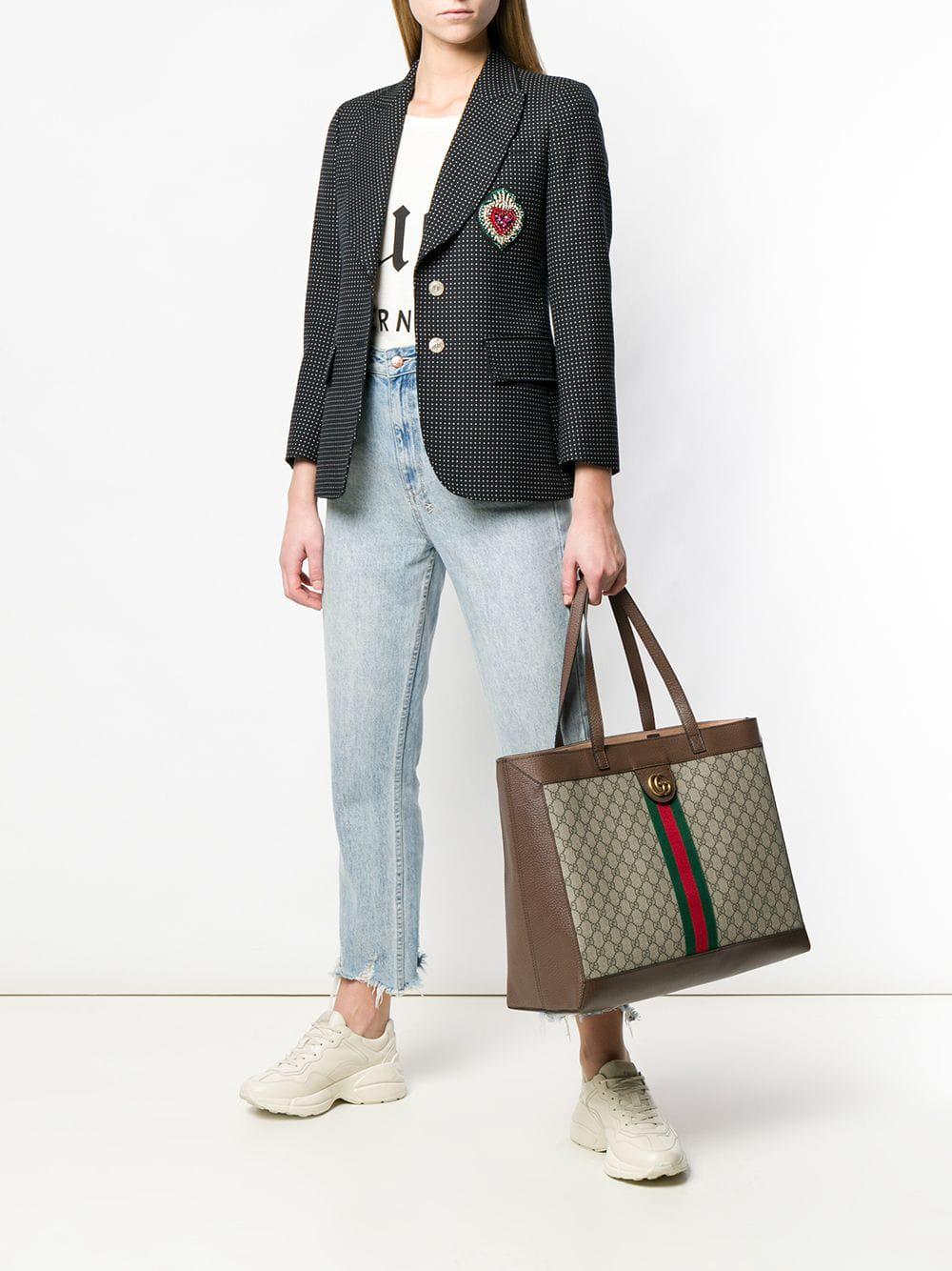 Gucci Ophidia Shopper Bag in Brown | Lyst