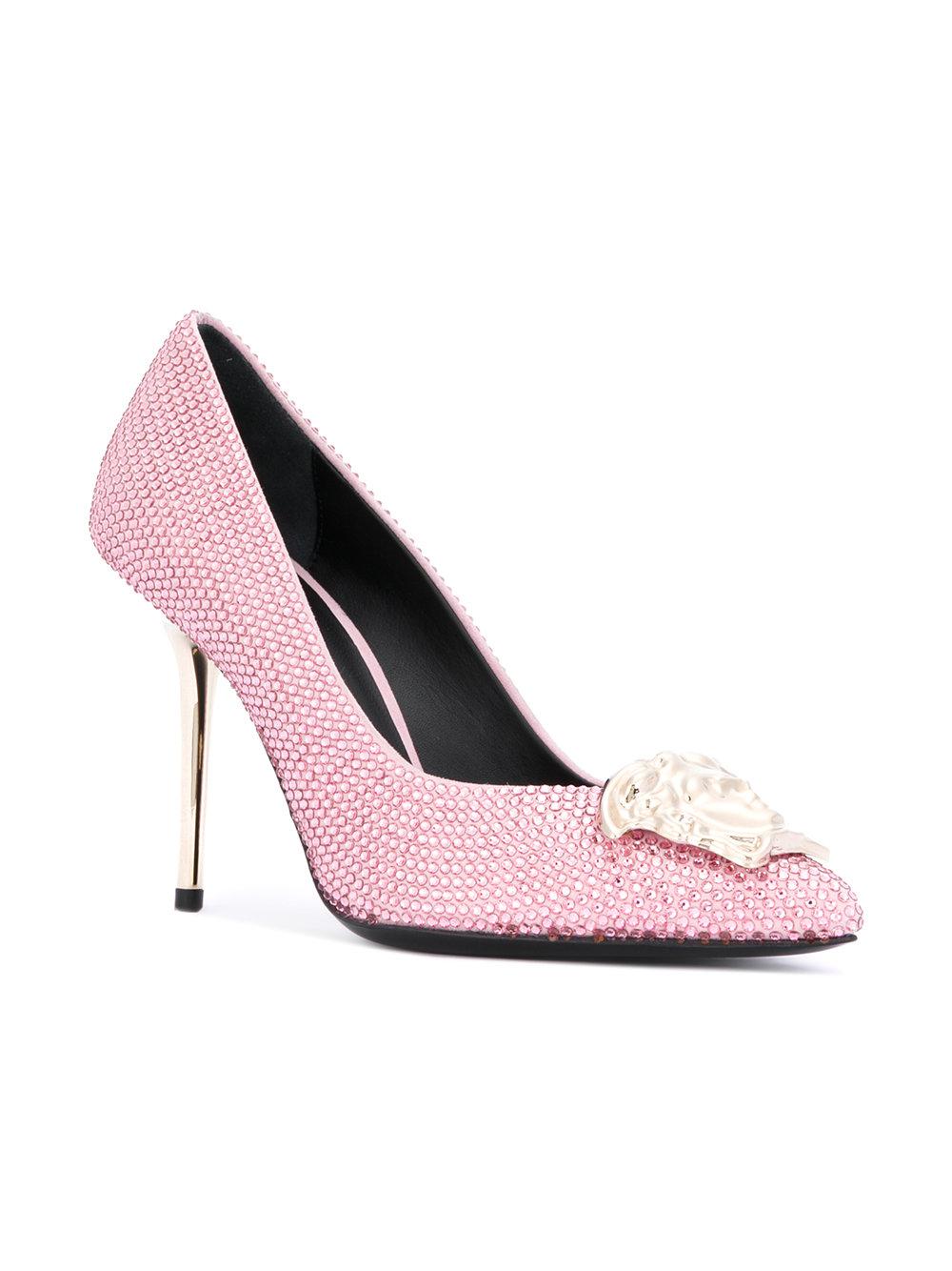 Versace Leather Embellished Medusa Pumps in Pink & Purple (Pink) - Lyst