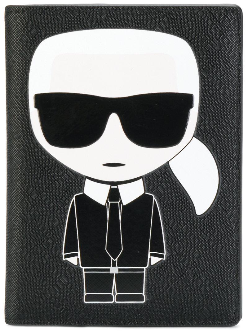 Karl Lagerfeld Ikonik Passport Holder in Black Lyst