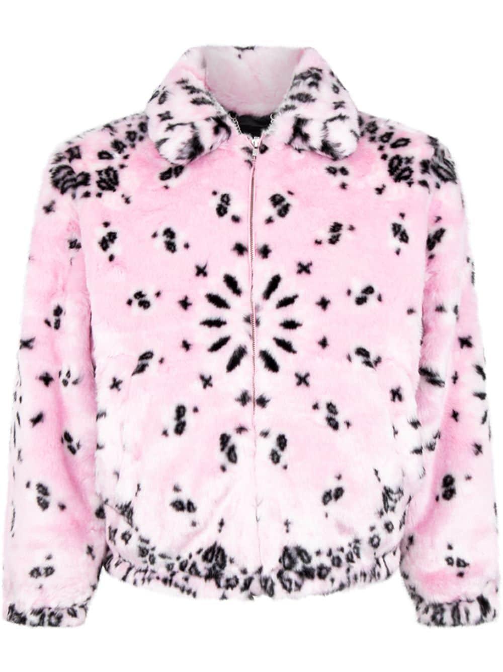 Supreme Bandana Faux Fur Bomber Jacket in Pink | Lyst