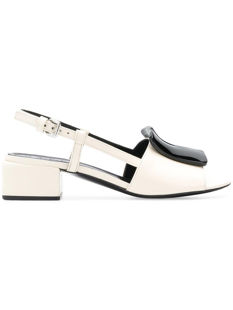 Marni Leather Slingback Sandals in White - Lyst