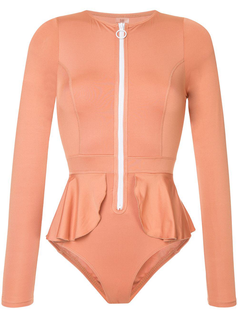 orange long sleeve swimsuit