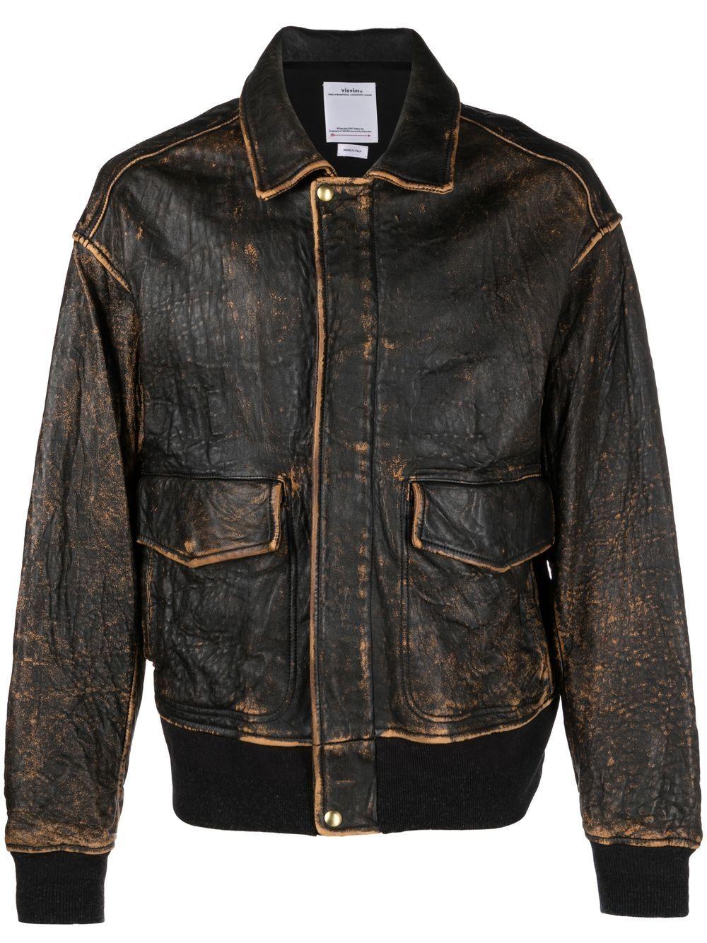 Visvim Elmendorf Leather Bomber Jacket in Black for Men | Lyst