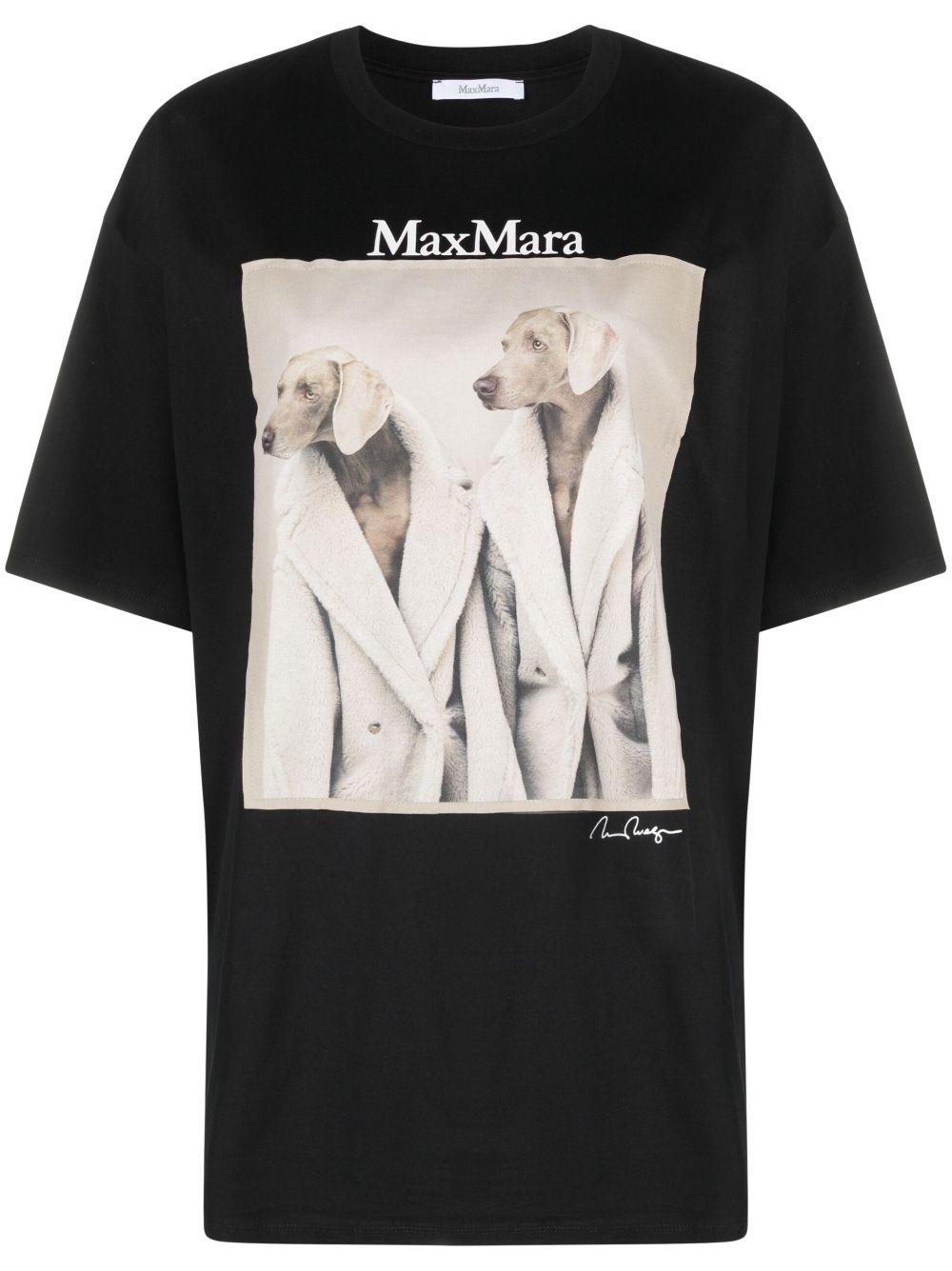Max Mara レディース ブラック グラフィック Tシャツ トップス