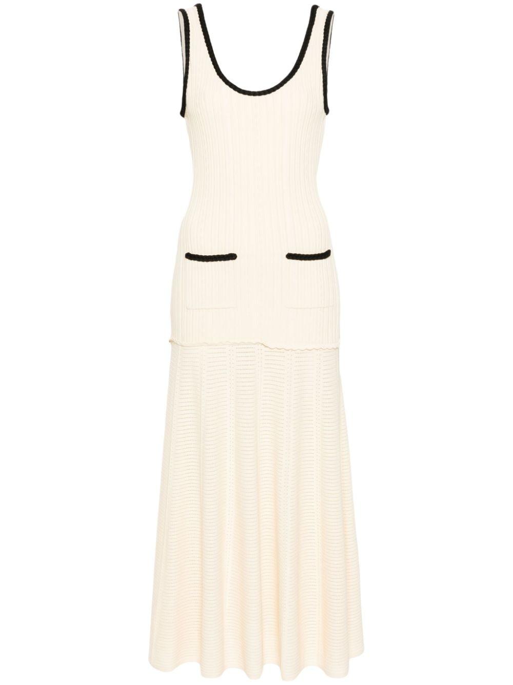 crochet knit midi dress White Long Sleeves Crochet Knit Midi Dress – Gabi Swimwear main image 1