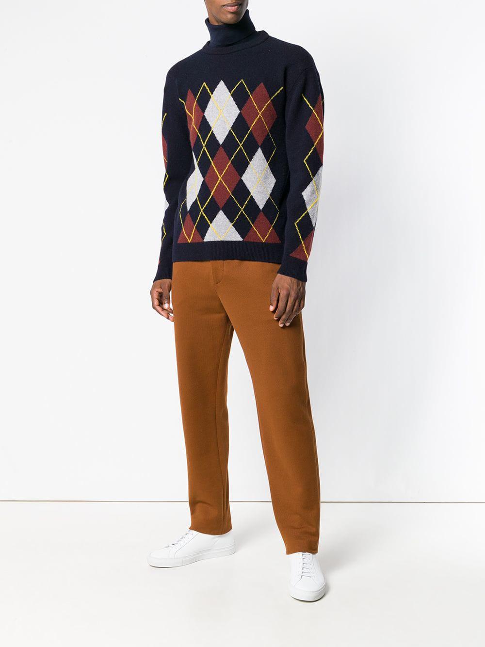 Pringle of Scotland Wool Diamond Pattern Jumper in Blue for Men - Lyst