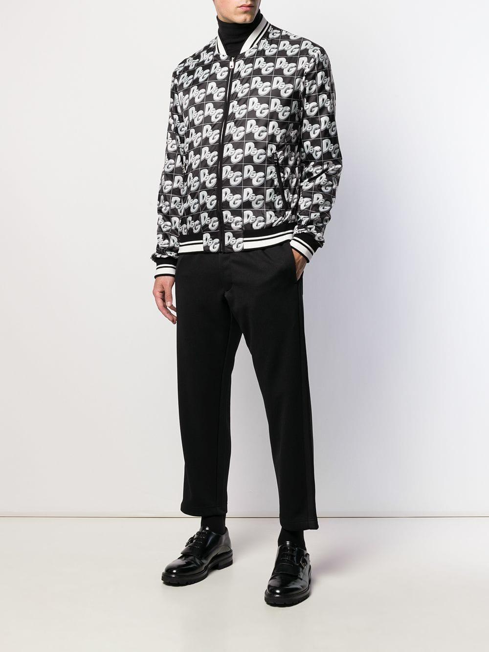 Dolce & Gabbana Synthetic D&g Logo Print Bomber Jacket in Black for Men ...