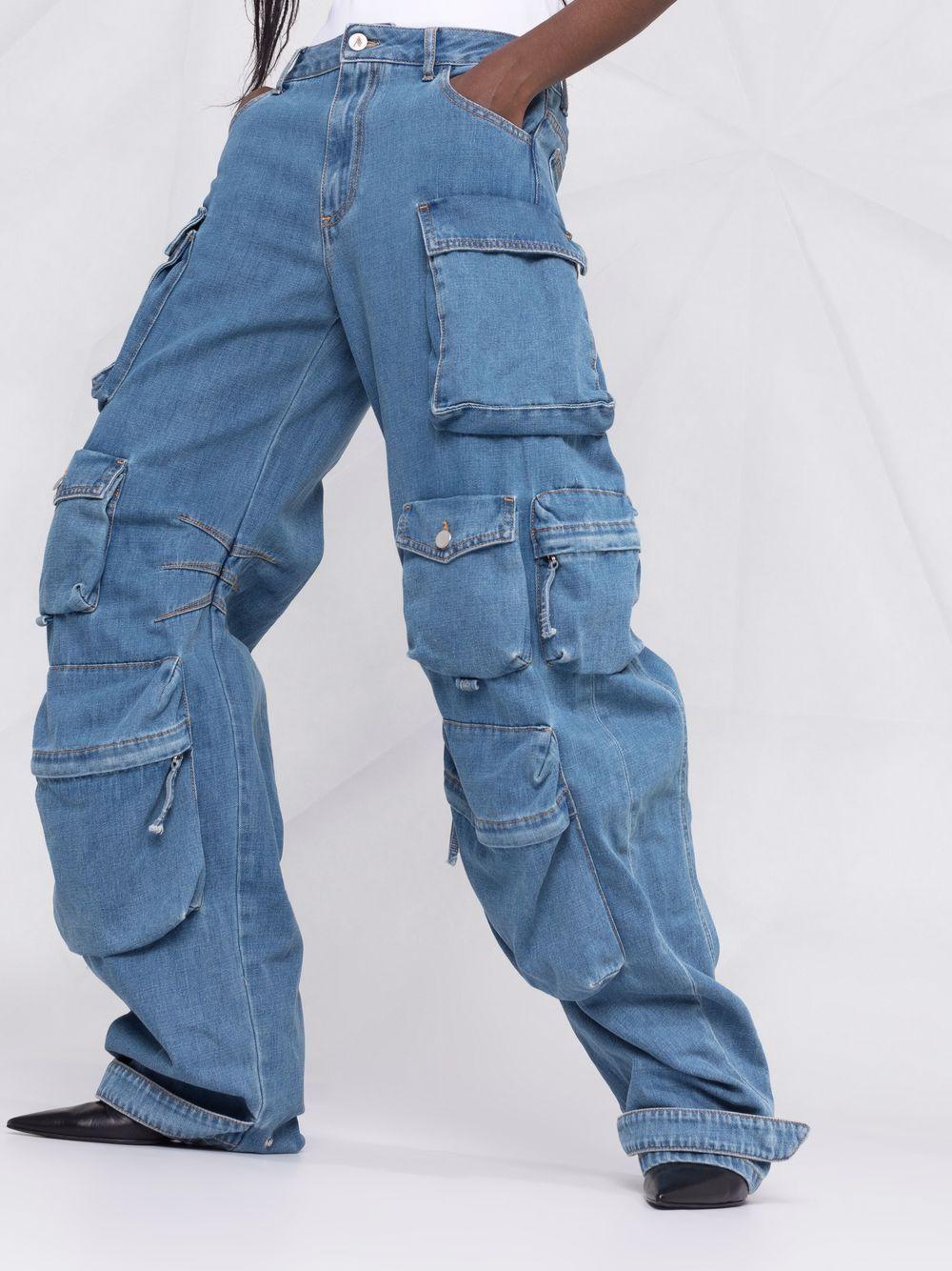 The Attico Fern Cargo Jeans in Blue