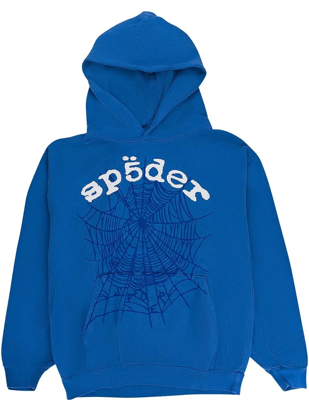 【SP5DER】ロゴ OG Web パーカー グラフィックプリント フード SP5DER OG ウェブ パーカー | ブルー | FARFETCH JP