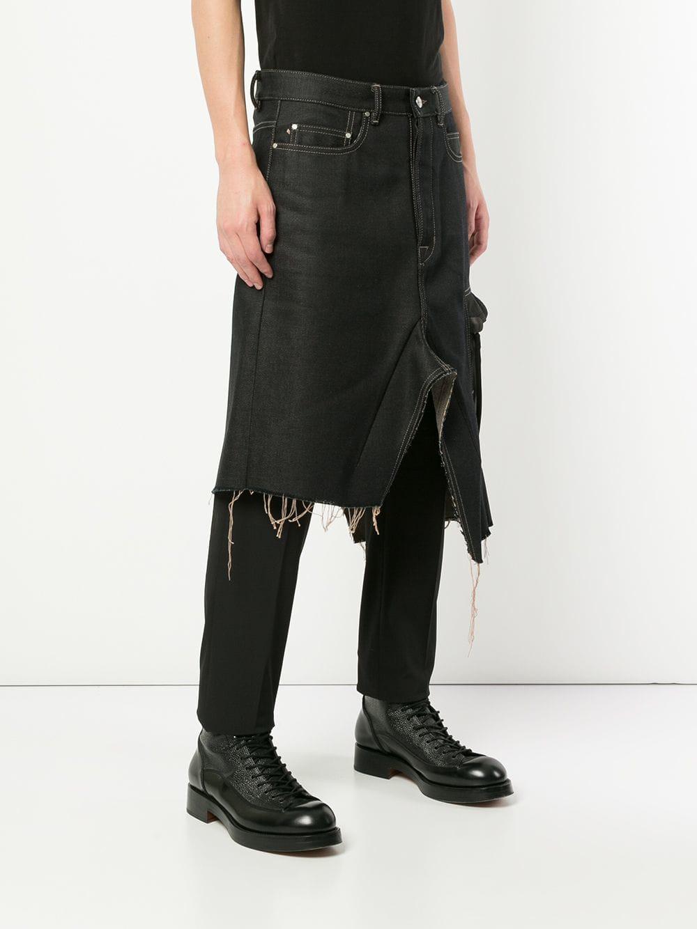 Rick Owens Cargo Denim Skirt in Black for Men | Lyst