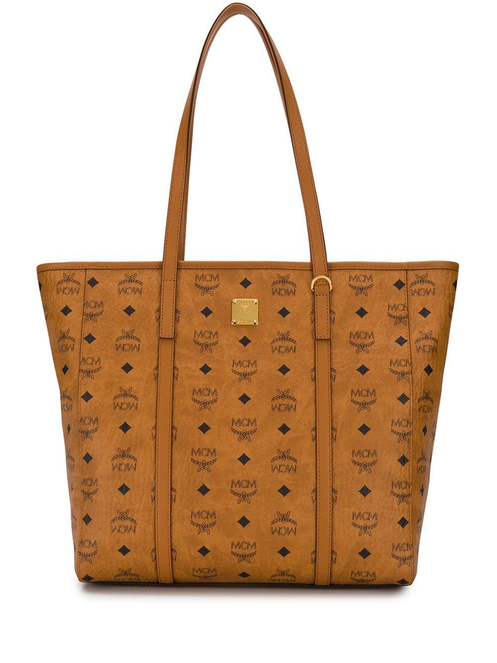 MCM Leather Monogram Tote in Brown - Save 7% - Lyst