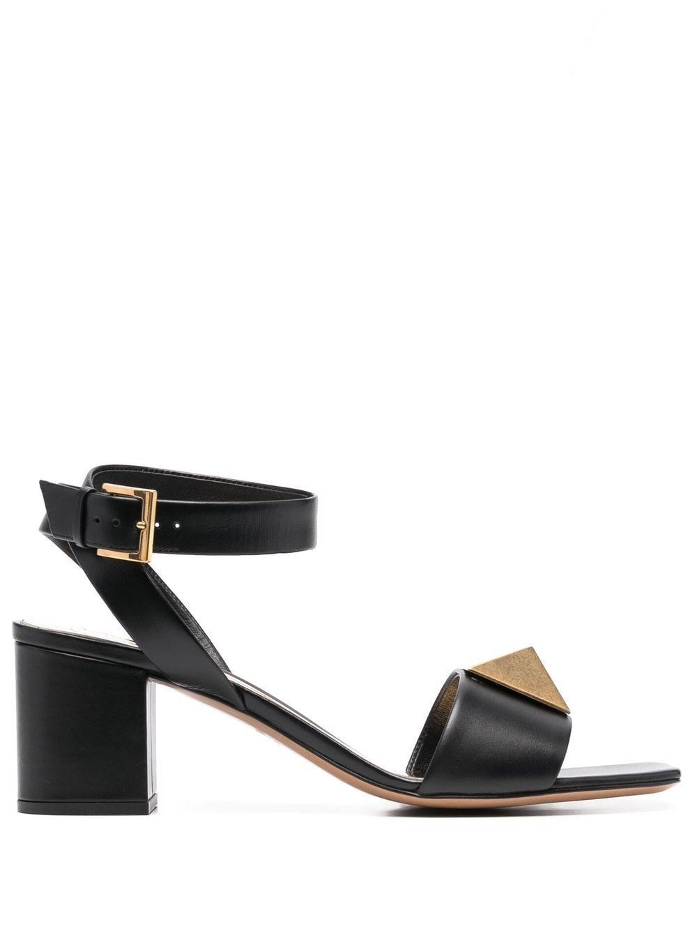Valentino Garavani Leather Valentino Garavani Roman Stud Block-heel Sandals in Black | Lyst