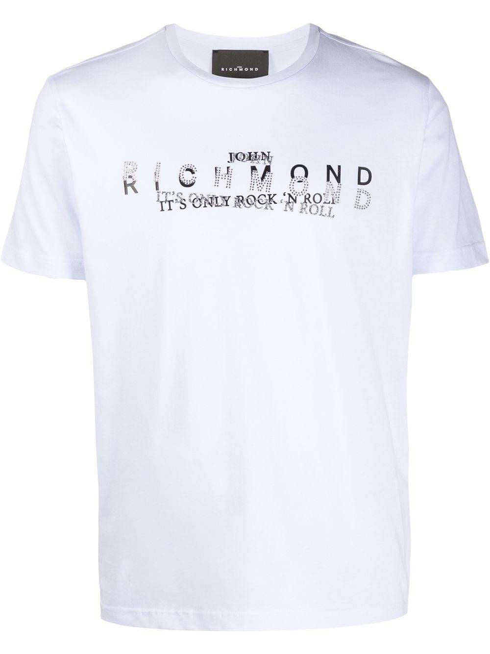 John Richmond Cotton Layered Logo Print Studded T-shirt in White for ...