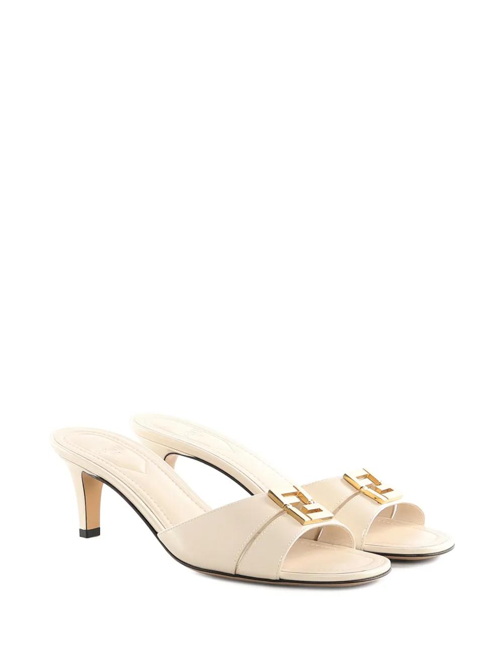 Fendi Ffold 55Mm Logo-Plaque Leather Sandals in White | Lyst