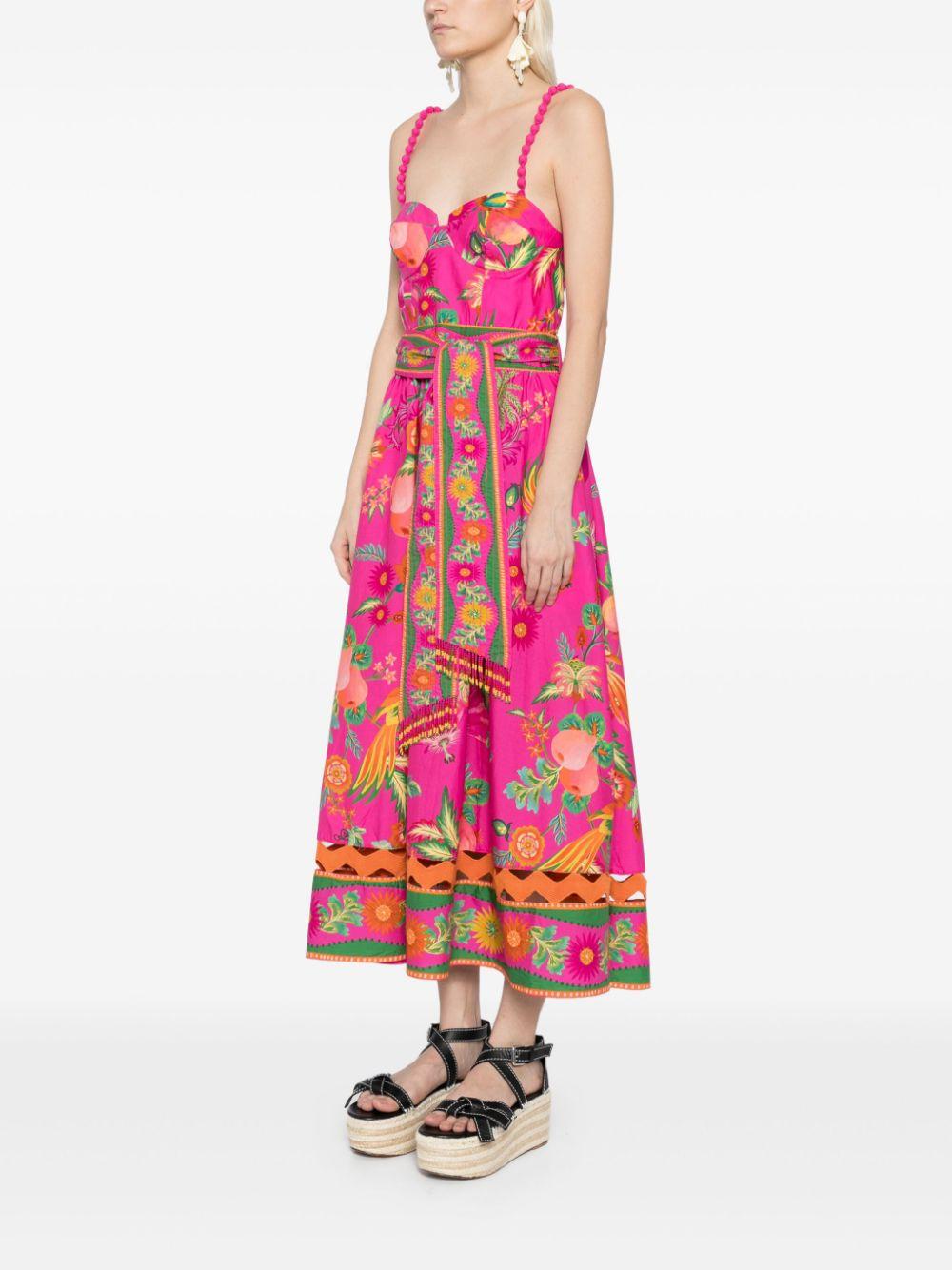 pink delicate fruit garden organic cotton midi dress Embrace the vibrant allure of the Pink Delicate Fruit Garden Organic Cotton Midi Dress, a treasure trove of lush hues and tropical motifs. Designed with a playful sweetheart neckline and adorned with
