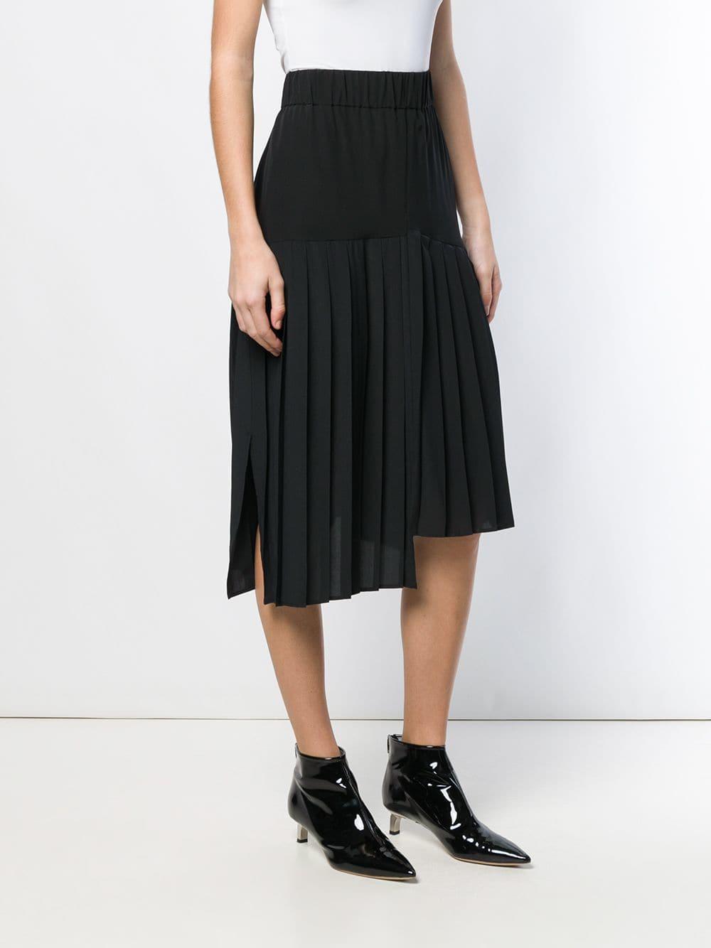 Isabel Marant Synthetic Asymmetric Pleated Skirt in Black - Lyst