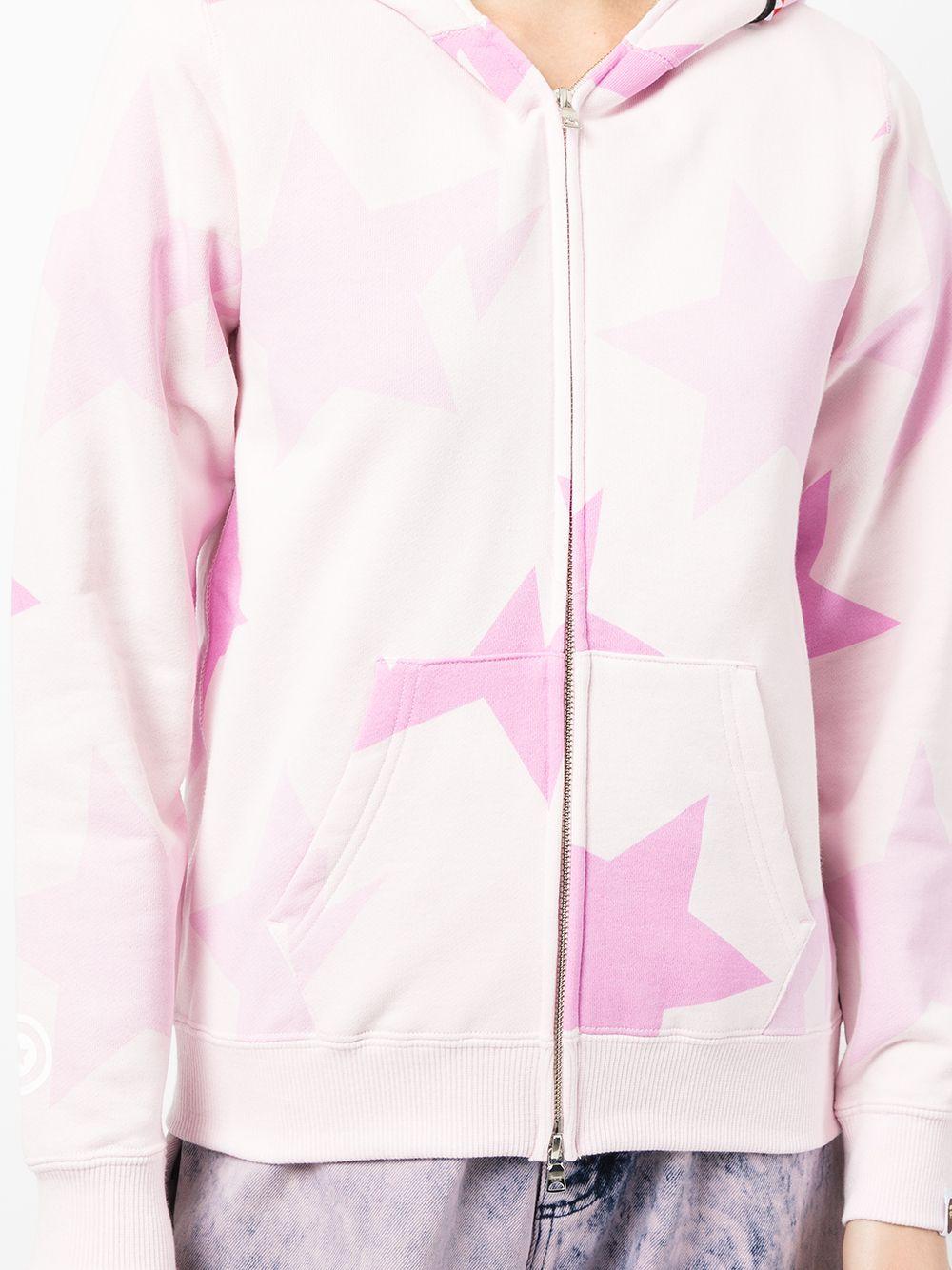 A Bathing Ape Star-print Cotton Hoodie in Pink | Lyst