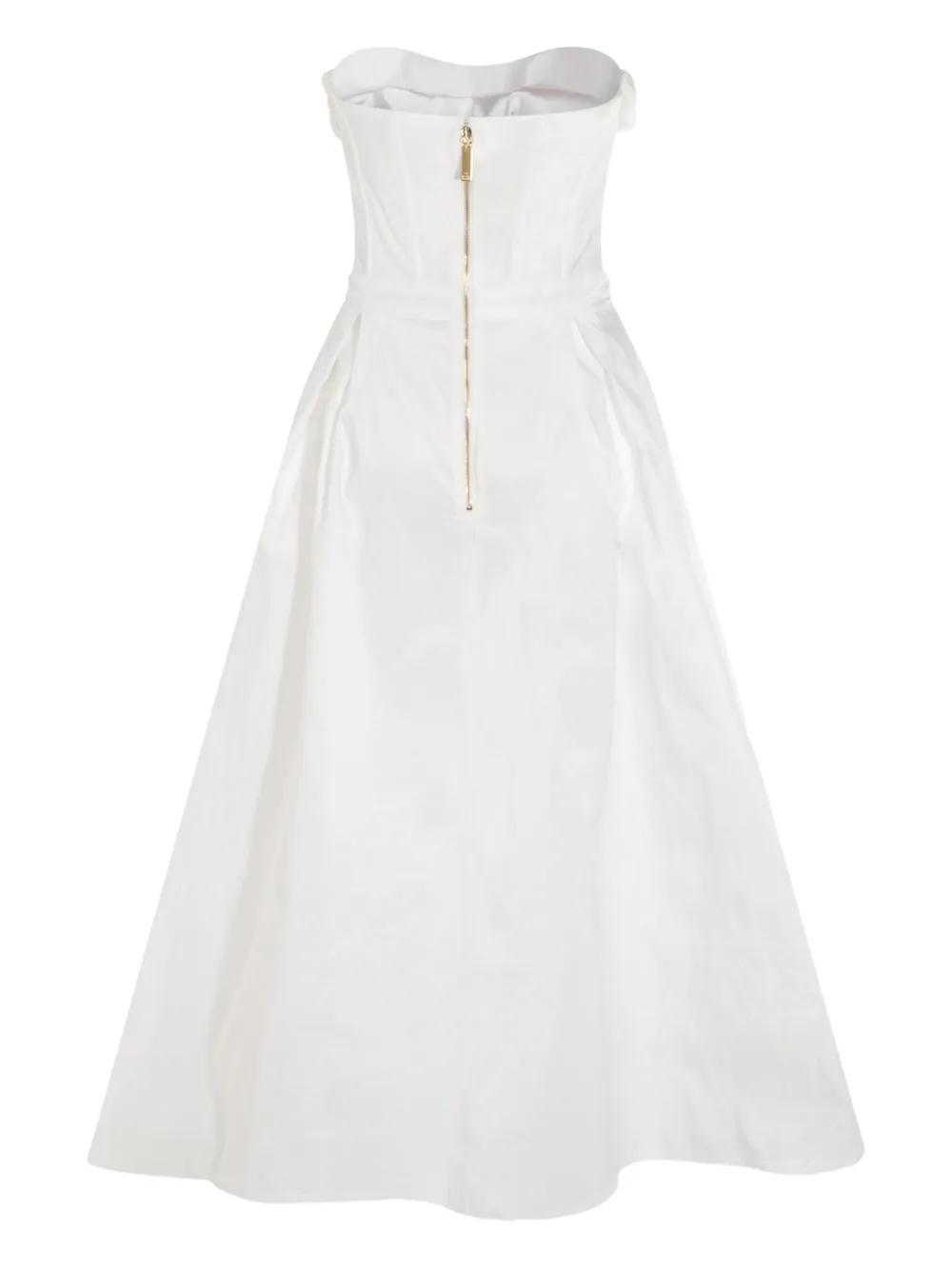 Elisabetta Franchi Rose-Appliqué Gabardine Midi Dress in