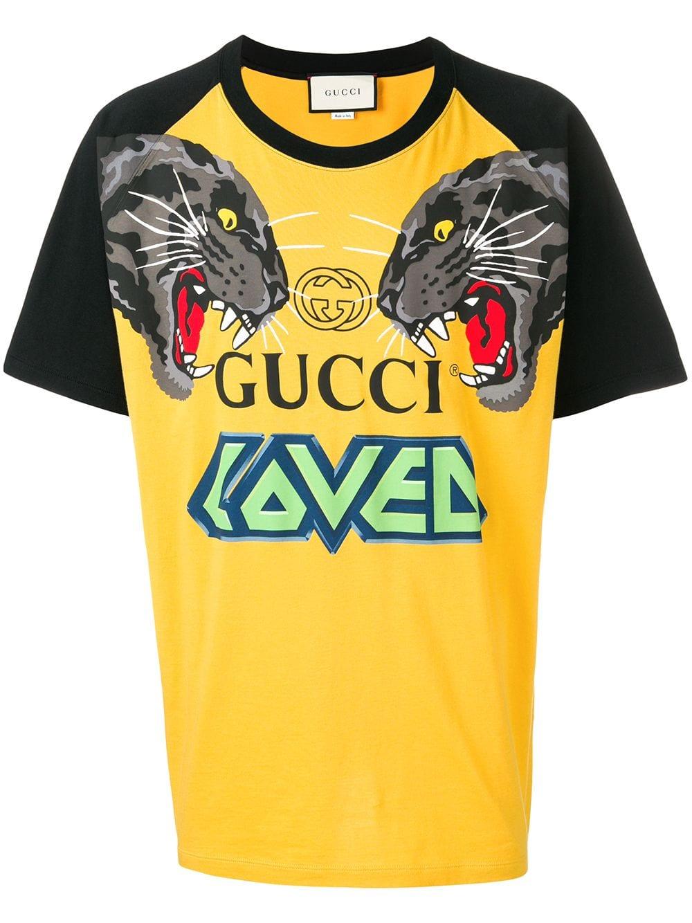 yellow and black gucci shirt