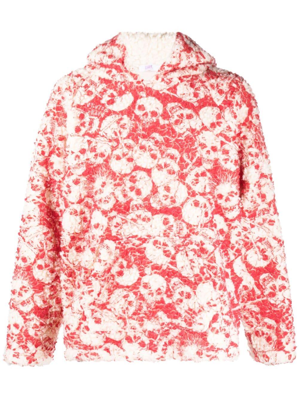 ERL Skull-print Fleece Hoodie in Red | Lyst