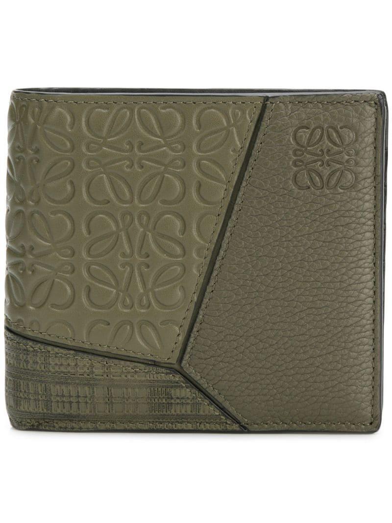 Loewe Leather Puzzle Wallet in Green for Men - Lyst