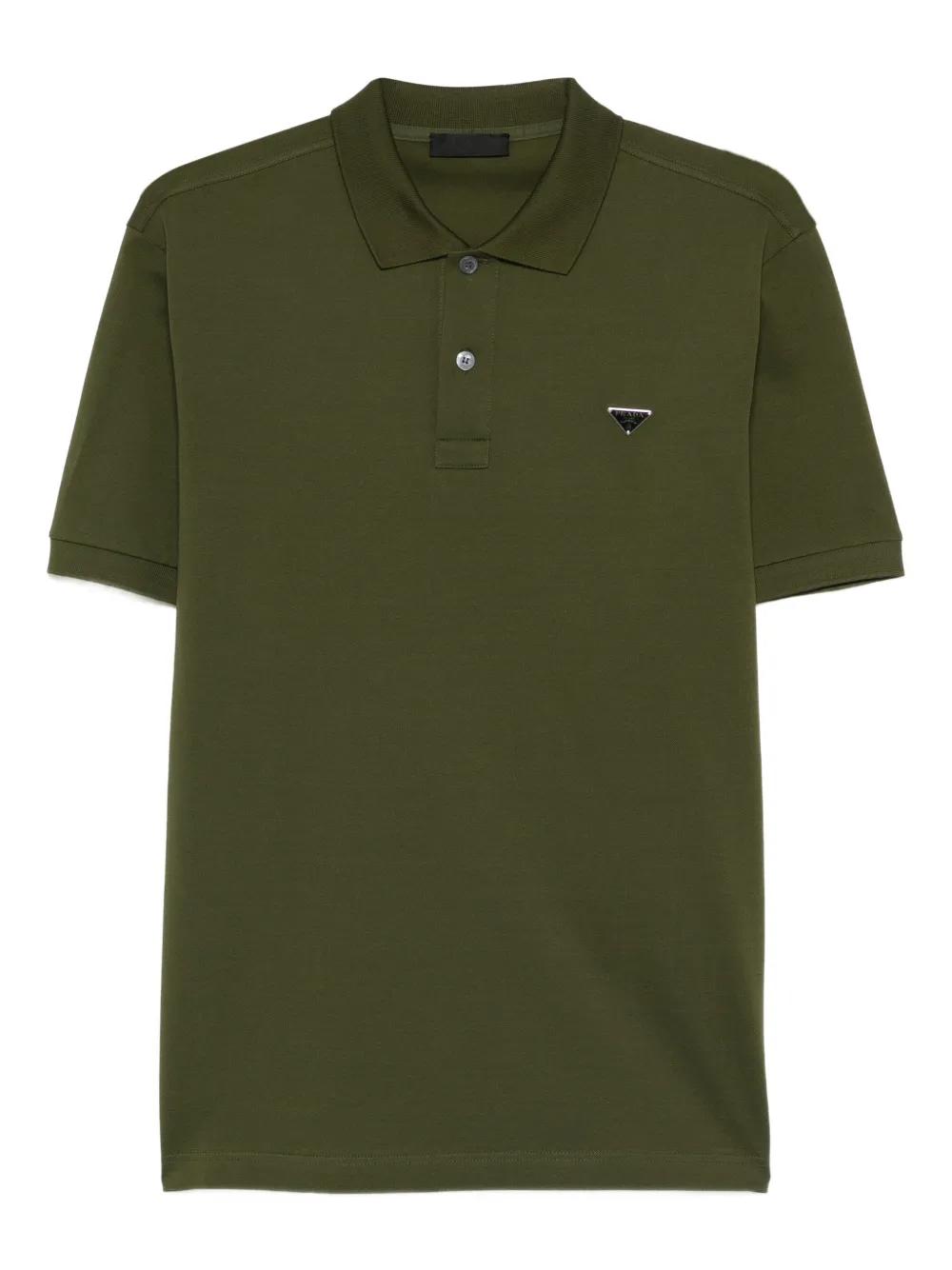Prada Triangle-Logo Polo Shirt in Green for Men | Lyst UK