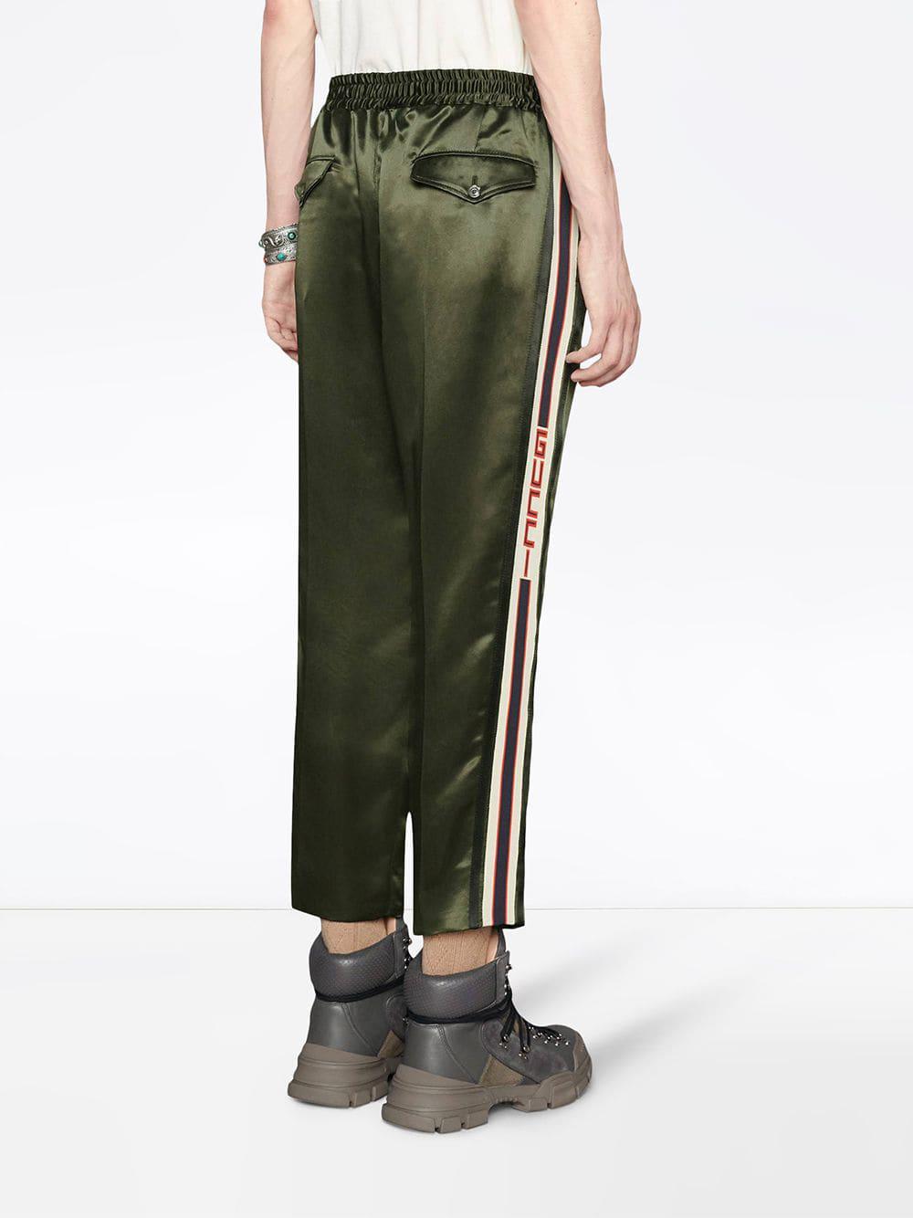 mount Ordliste eftermiddag Gucci Acetate jogging Pant With Stripe in Green for Men | Lyst