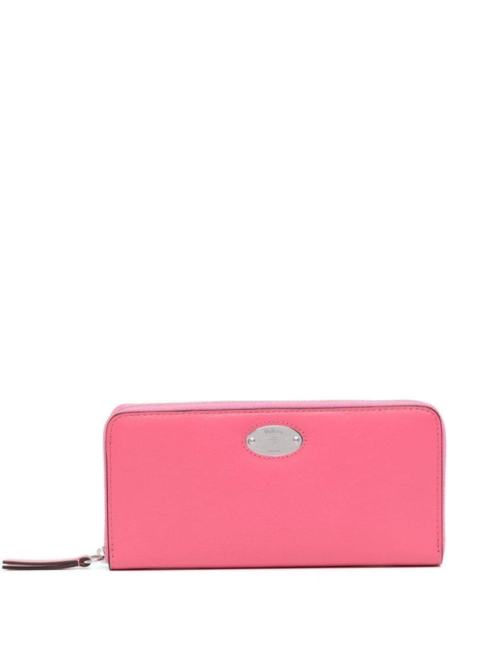 Mulberry Gekörntes Portemonnaie mit Logo-Schild in Pink | Lyst DE