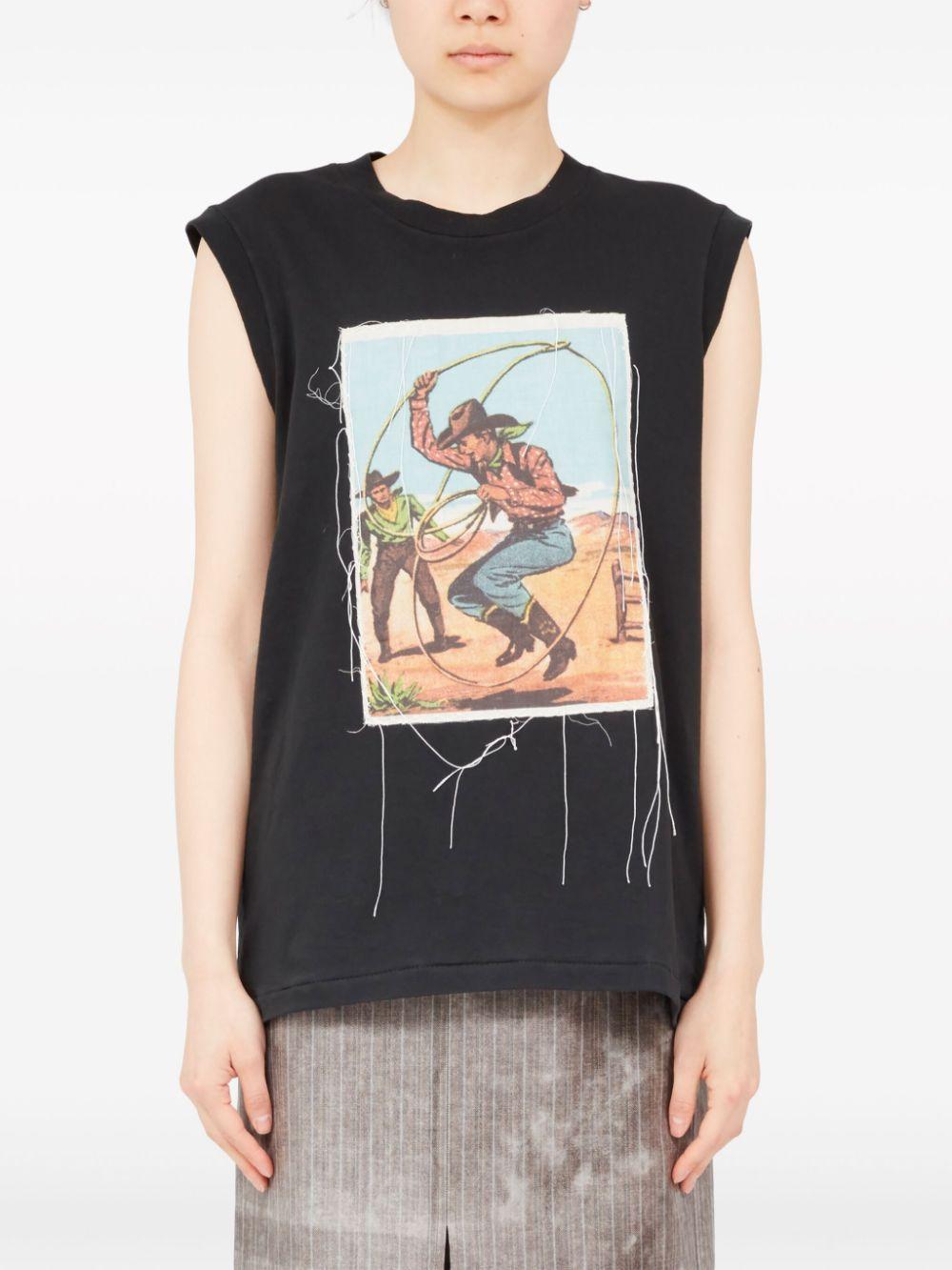 Maison Margiela Cowboy-Print Cotton Tank Top in Black | Lyst