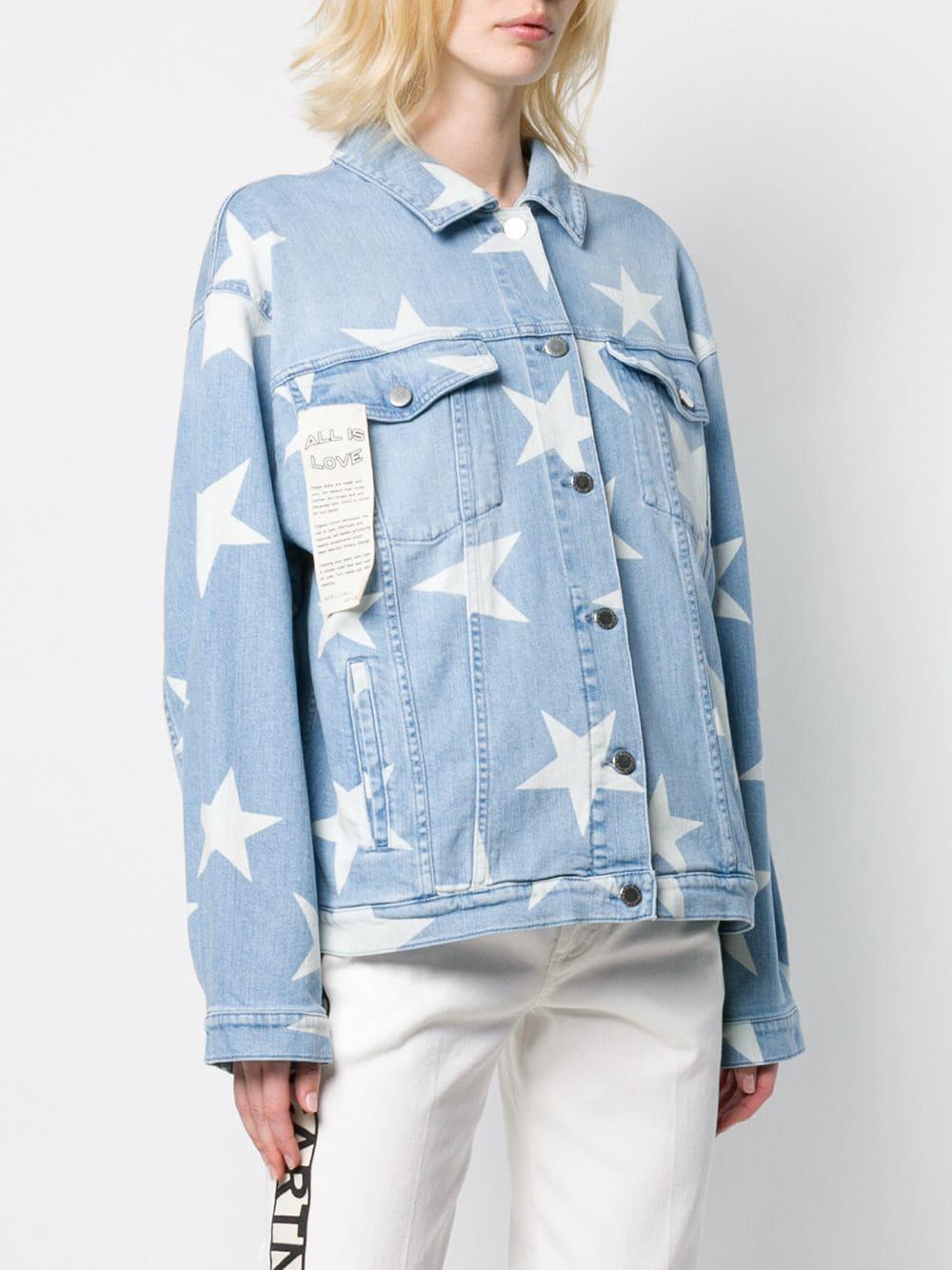 Stella McCartney Star Print Denim Jacket in Blue | Lyst