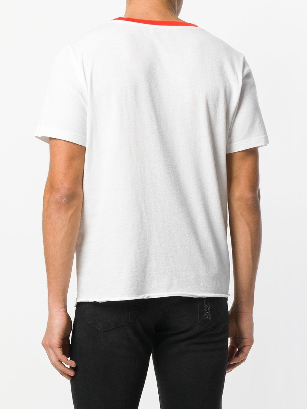 Saint Laurent Cotton Waiting For Sunset T-shirt in White/Red 