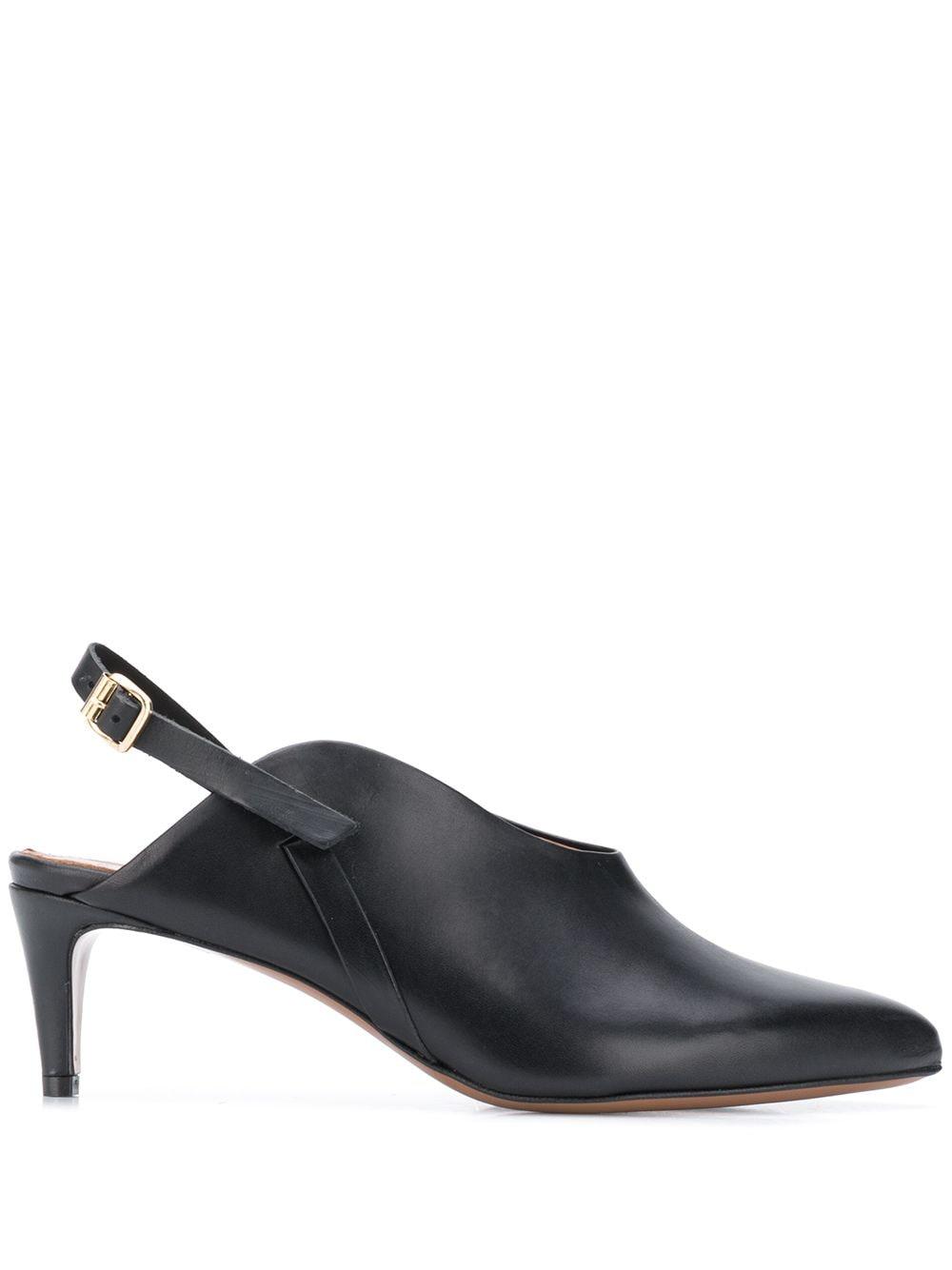 black sling back low heel