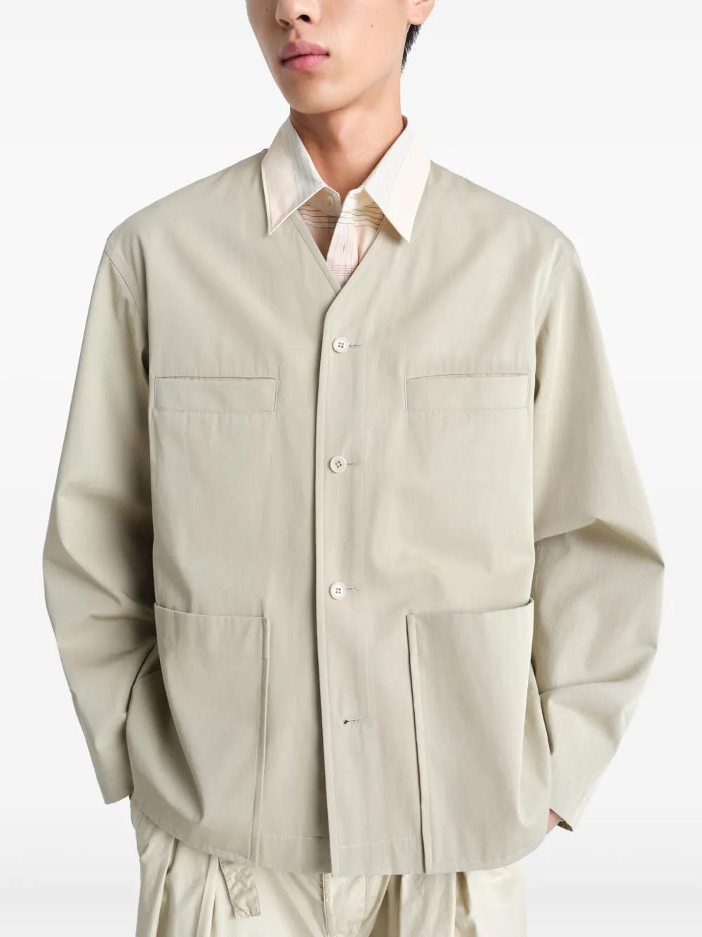 最終値下　LEMAIRE ノーカラージャケット メンズ Lemaire ノーカラー シャツジャケット ホワイト | Lyst