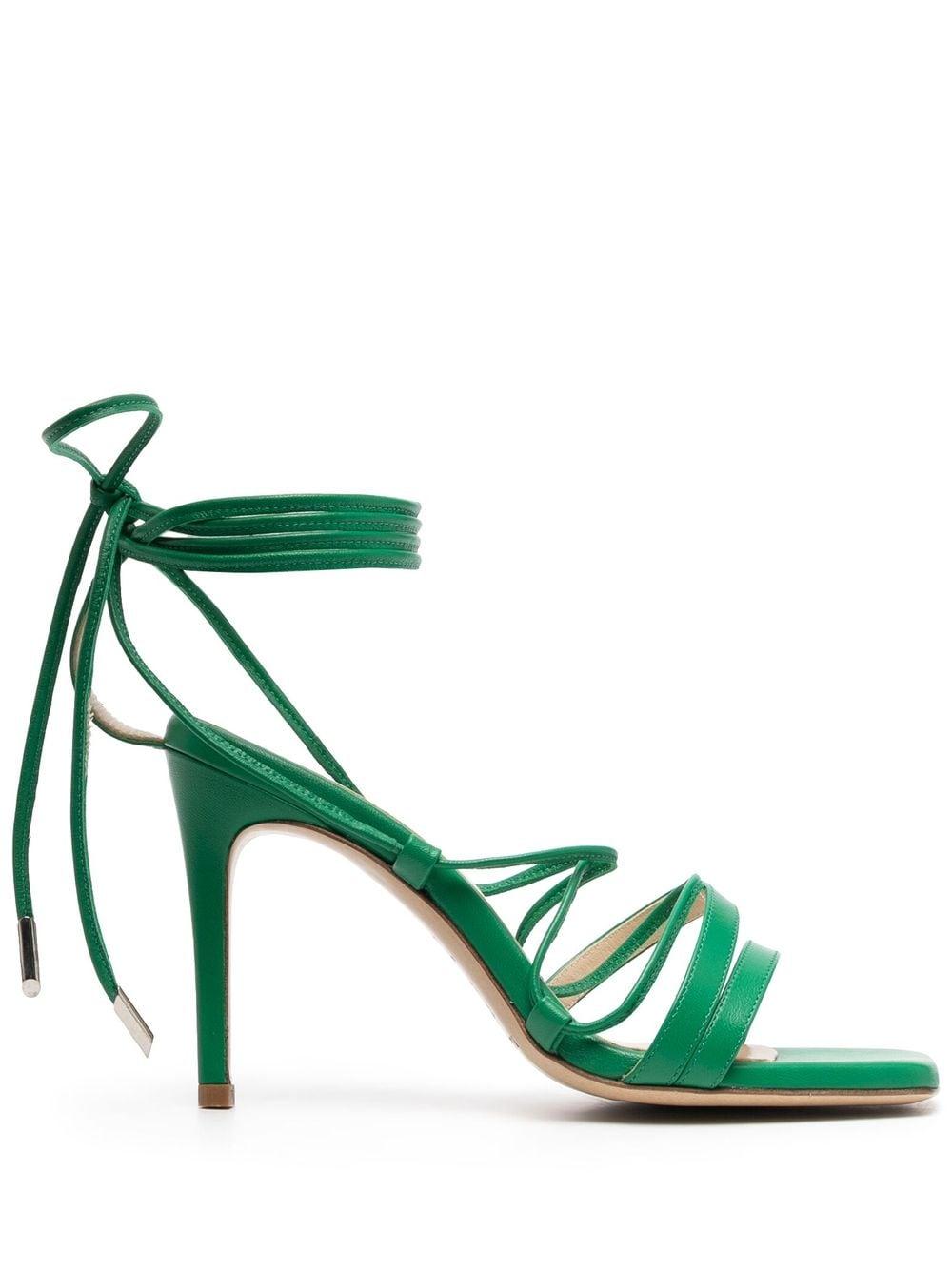 P.A.R.O.S.H. Leather Ankle-tie Sandals in Green | Lyst
