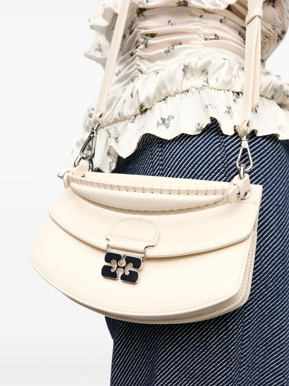 Ganni Butterfly-Clasp Crossbody Bag in White | Lyst