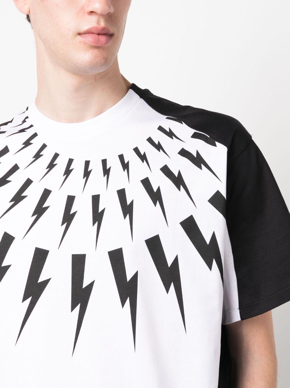 Neil Barrett Split Front Lightning Bolt Printed T-Shirt in